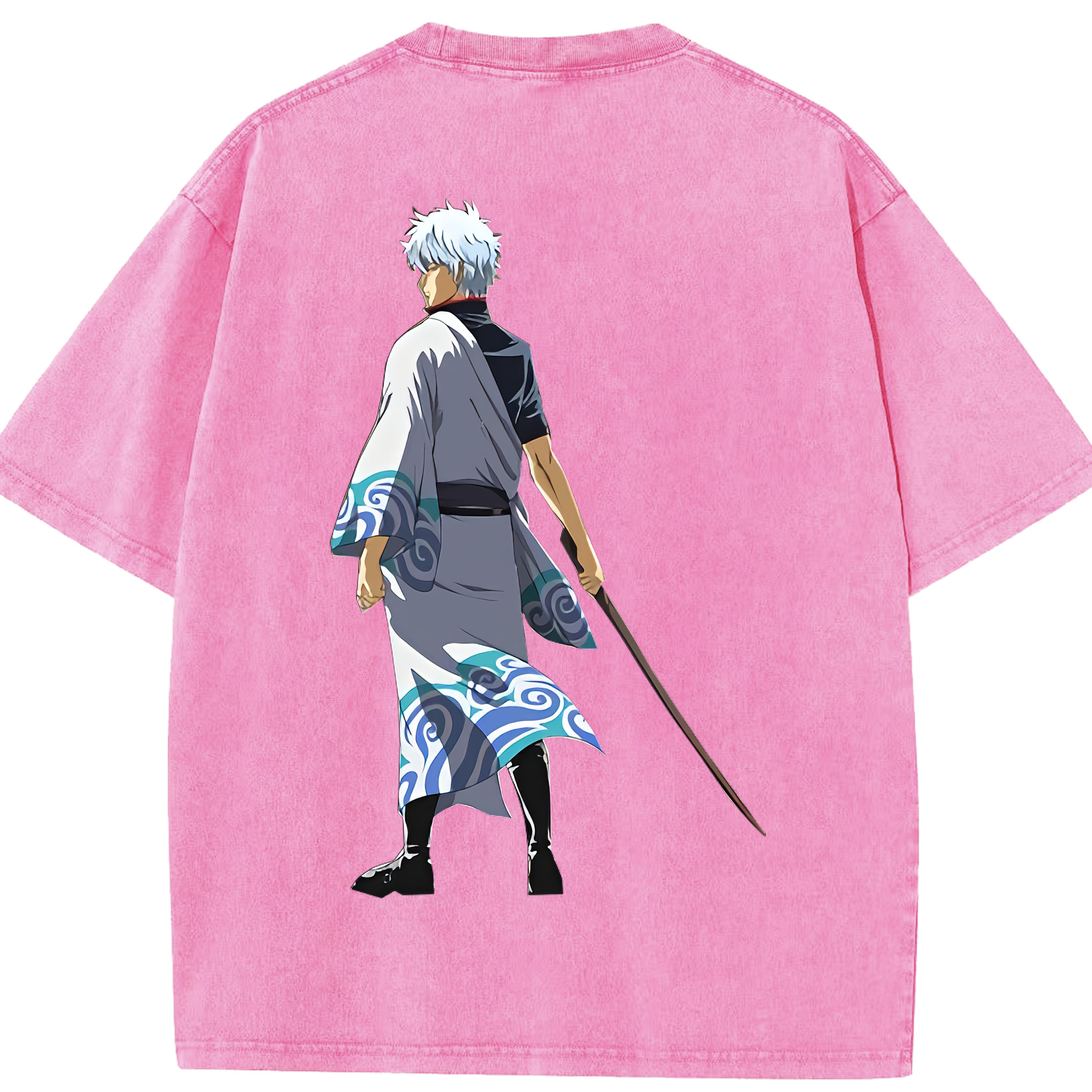 （画像用） ぎんたま 坂田銀時（さかたぎんとき） 神楽 志村新八（しむら しんぱち） GINTAMA Sakata Gintoki Kagura Shimura Shinpachi 綿100% ヴィンテージ風 半袖Tシャツ（背面プリント）